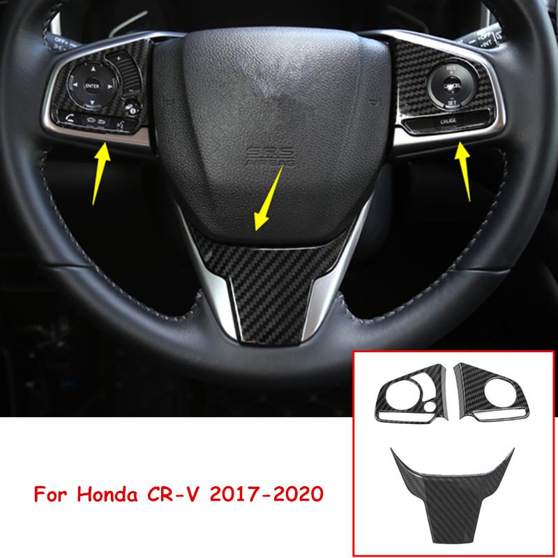For Honda CR-V CRV 2017- Carbon Fiber Inner Steering Wheel Decor Cover Trim