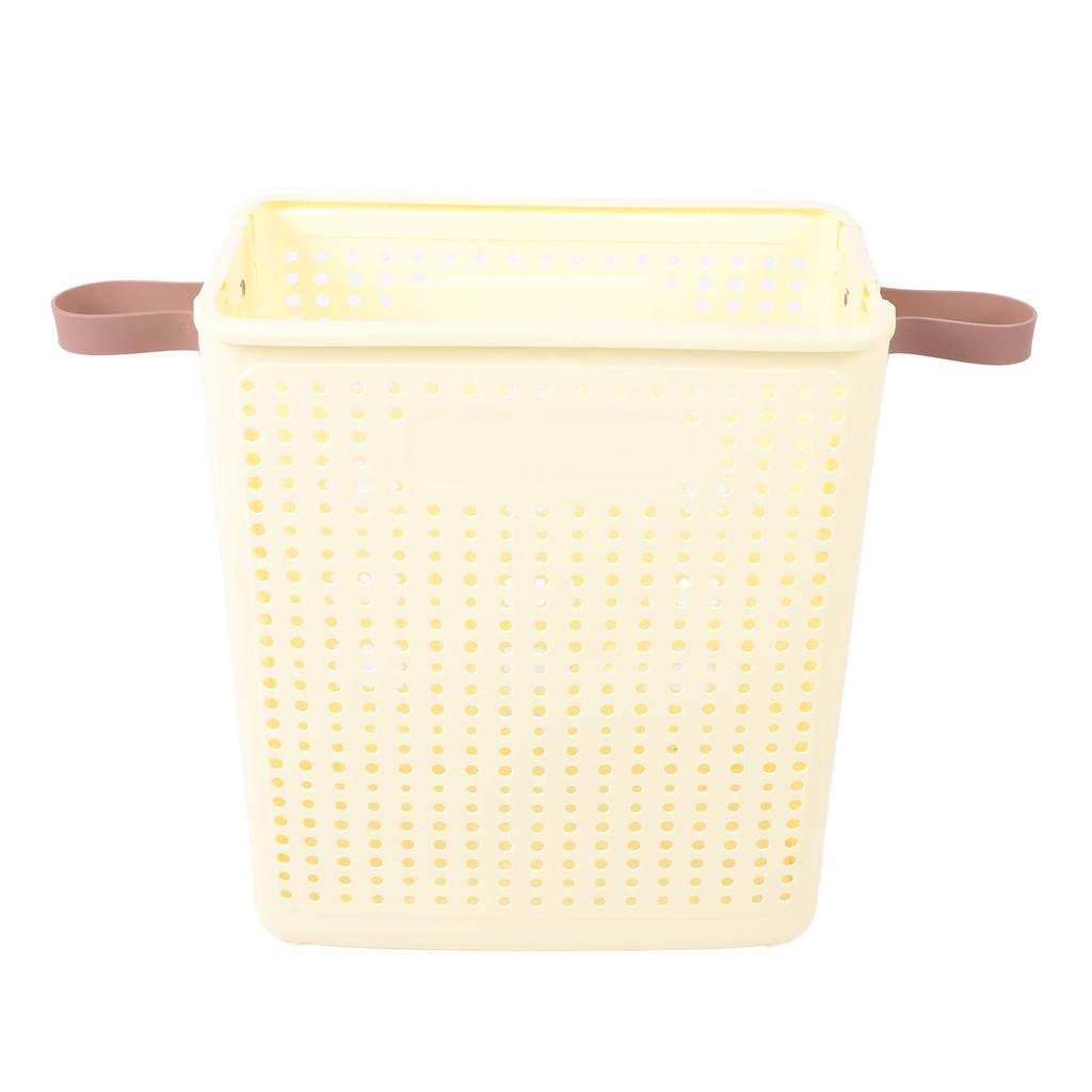 Slim Laundry Basket Foldable Space Saving Sturdy PP Plastic Narrow Clothes Hamper for Bathroom Corner Cream White