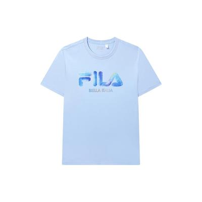 Logo Moda Casual Simples Tricotado Respirável Gola Redonda Manga Curta Camiseta Masculina Tops Azul Sino F11M328114F-LB
