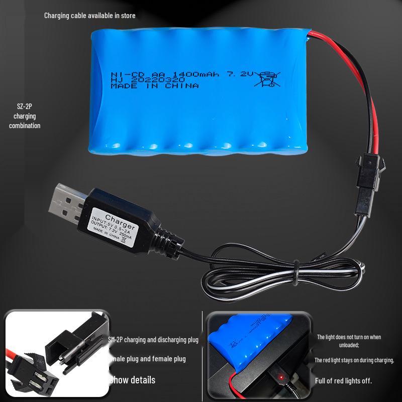 7.2V 1400mAh NiCd AA Rechargeable Battery Pack for RC Cars