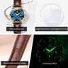 OLEVS 5523 Original Brand Women's Watches Fashion Waterproof Leather Strap Quartz Watch for Lady Chronograph Luminous Wristwatch