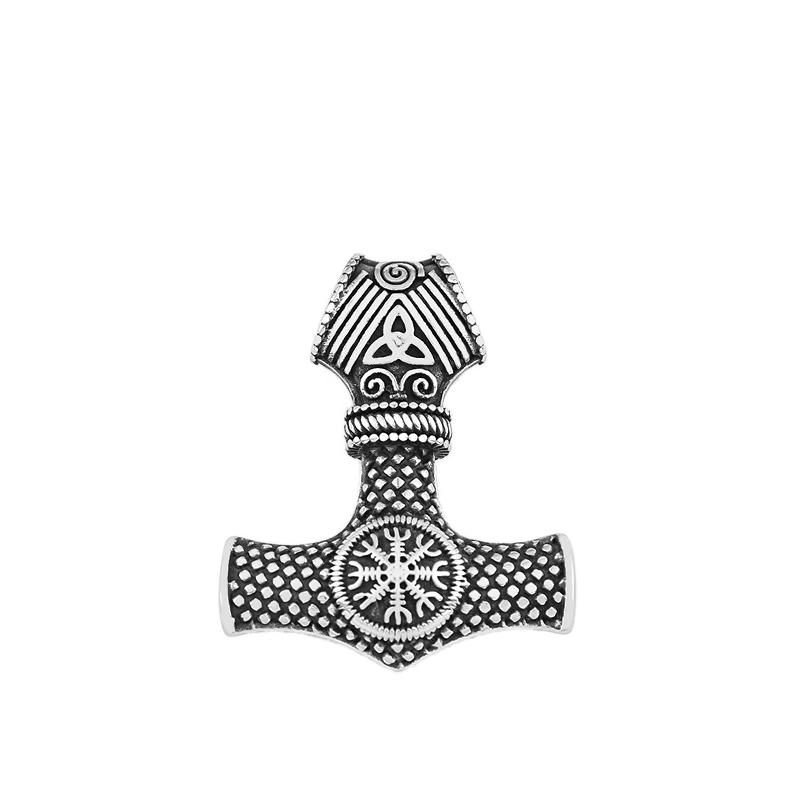 Vikings Thor Hammer Pendant Stainless Steel Mjolnir Necklace Nordic Rune Vegvisir Jewelry Popular Norse Scandinavian