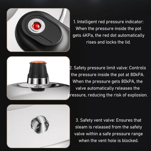 Stainless Steel Pressure Cooker, 10L/12L/16L, Stovetop Pressure Canner with Easy-Lock Lid, Fast Cooking Canner Pot, Compatible with Gas, Induction, an