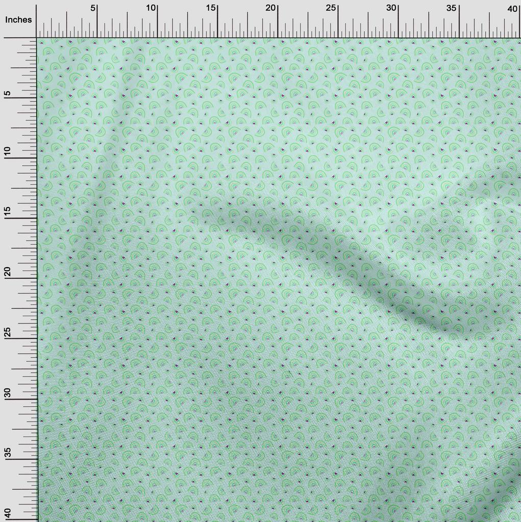 oneOone Cotton Flex Light Green Fabric Kids Rainbow Craft Projects Decor Fabric Printed By The Yard 40 Inch