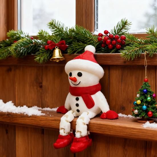 3D-gedruckter Schneemann-Ornament Weihnachts-Schneemann-Figur mit beweglichen Beinen Sitzender Schneemann