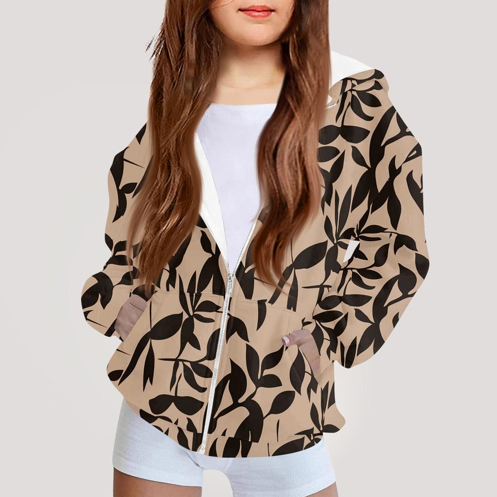 Kinder Mode Bedrucktes Langarm Kapuzensweatshirt Mädchen Hoodie Jacke