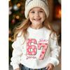 European Sizes Kids' Fashion -Lined Sweatshirt, Six Seven 6 7 Heart Cartoon Pattern Print Loose Fit Casual Long Sleeve Pullover Sweatshirt