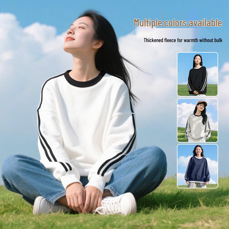 Baleno Women's 2026 Spring/Autumn American Vintage Round Neck Pullover Sweatshirt