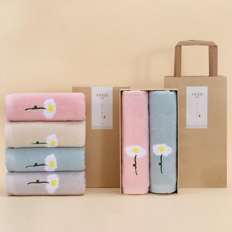 

Полотенце из чистого хлопка, простое, с вышитым цветком, впитывающее полотенце для лица, для взрослых, мягкое, толстое, хлопковое полотенце для лица, сувенир 74*33CM