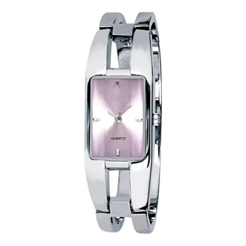 Women's Watch Rectangular Dial Skeleton Band Alloy Stainless Steel Watches Elegant Delicate Quartz Wristwatches Reloj De Mujer