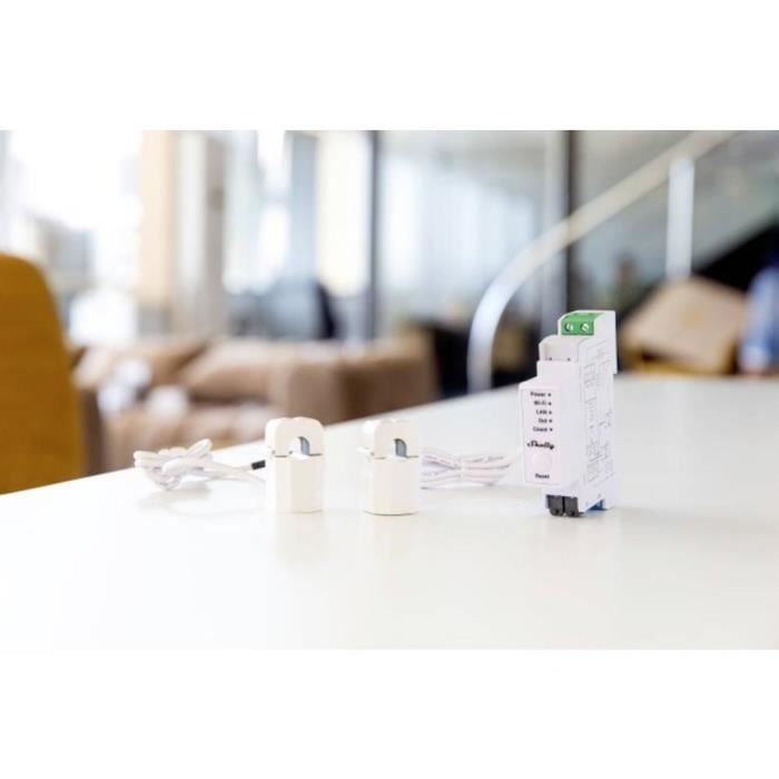 Compteur d'énergie - Shelly - Pro EM 50A - Bluetooth - Wi-Fi - Monophasé sur rail DIN
