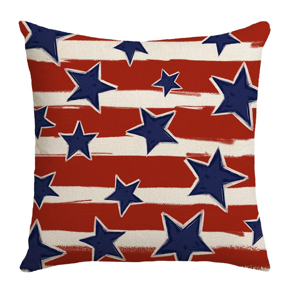 

Home American Sofa Linen Square Cushion Cover Striped Letter Print Independence Day Pillow Cover 45 * 45Cm (without core)