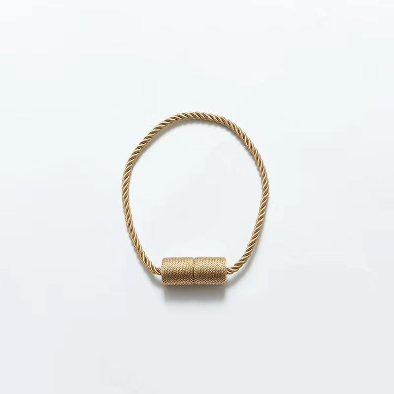 Modern Simple Magnetic Curtain Tieback with Cylindrical Three-Strand Rope Design, No-Punch Installation