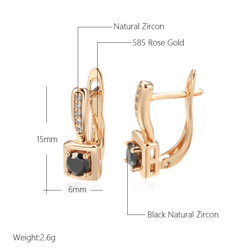 New Simple Natural Zircon Square Earrings For Women Daily Fine Jewelry  Rose Gold Color English Lock Clip Earrings