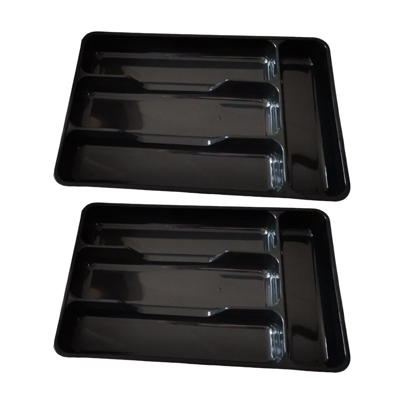 

2x Heavy Gauge Plastic Cutlery Drawer Organiser Tray Cutlery Organised And Secure Small Cutlery Tray чёрный