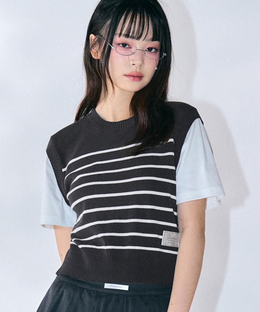 ZEROPLANET Betty Stripe Knit [Charcoal]