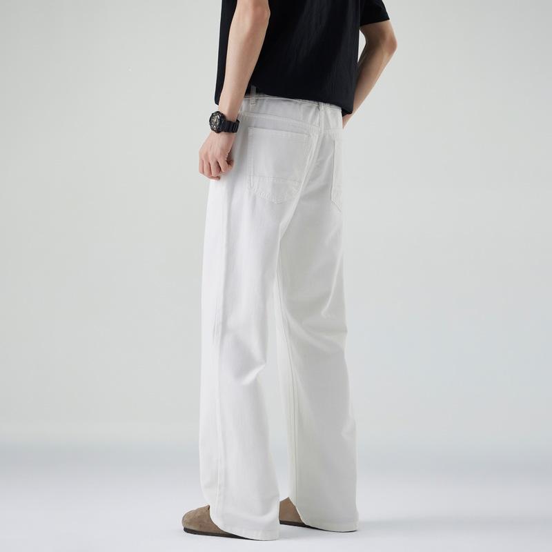 Summer New White Jeans Men's Sailuo Three-spun Loose Straight Wide-leg Men's Pants