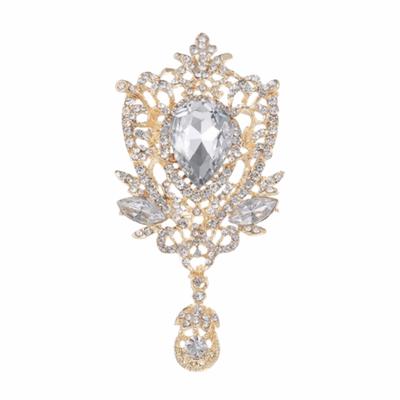 Elegant Shining Crystal Brooch Alloy Retro Style Rhinestone Lapel Pin Gold Silver Decorative Pearl Brooch Women's Fashion
