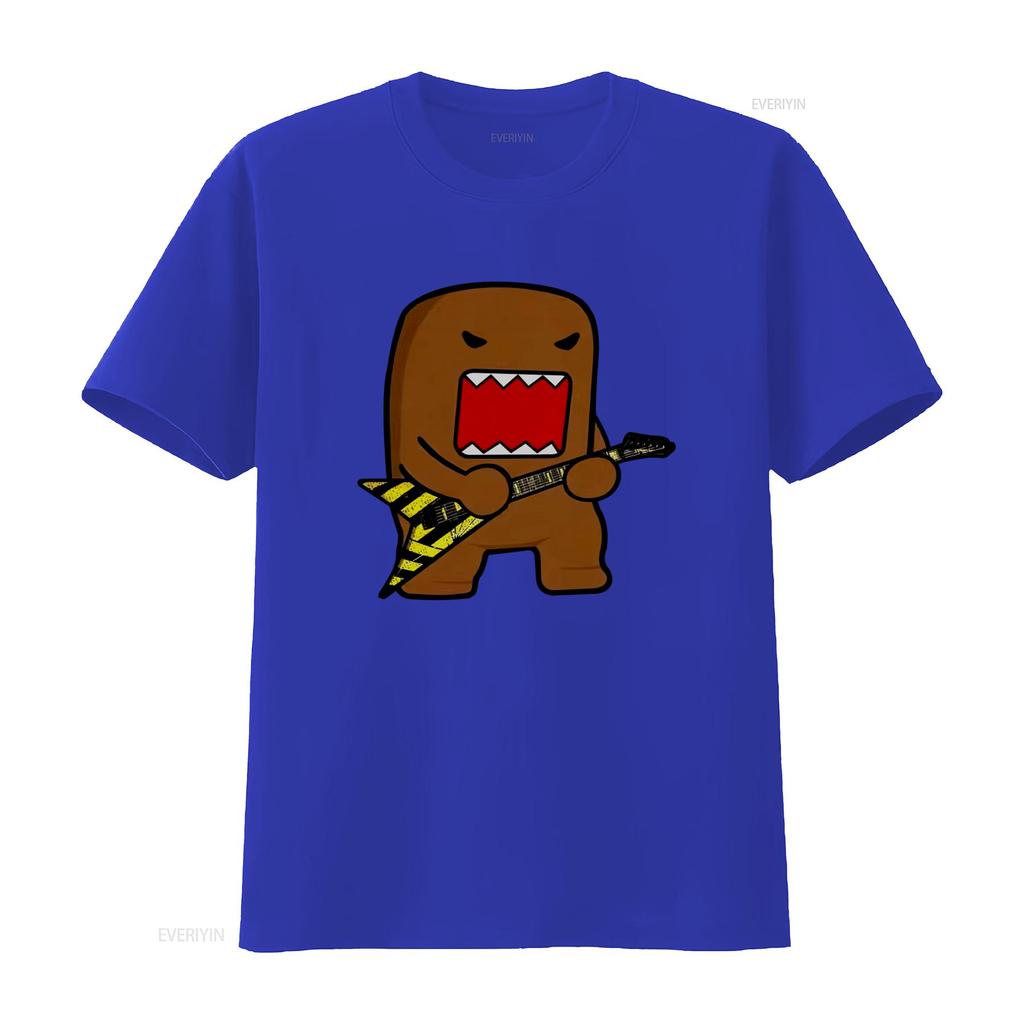 Domo Kun Rock T Shirt For Men Vintage Round Collar Guitar Print  vintage Washed graphic streetwear homme Stylish Unisex