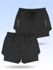 Men's Quick-Dry Swim Trunks: Running, Training, Beach, Double-Layer Anti-Embarrassment, Suitable for European and American Styles.