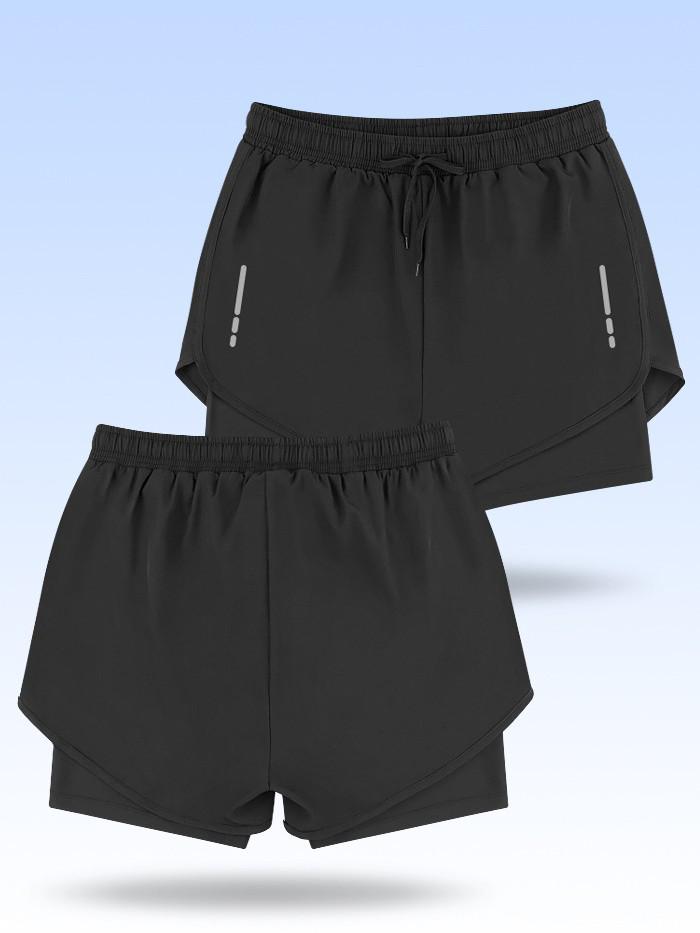 Men's Quick-Dry Swim Trunks: Running, Training, Beach, Double-Layer Anti-Embarrassment, Suitable for European and American Styles.