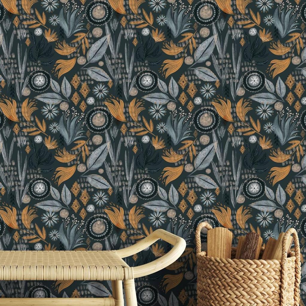 Boho Floral Peel and Stick Wallpaper Leaf Self Adhesive Wallpaper Retro Wall Decor Vintage Botanical Removable Contact Paper