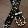 Dark Spicy Girl Punk Rock Rivet Denim Leather Belt with Double Row Design