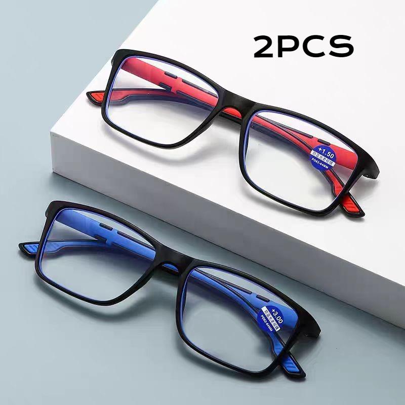 

2Pcs Reading Glasses Men Women Anti Blue Light Presbyopia Eyeglasses Antifatigue Computer Eyewear With +1.5 +2.0 +2.5 +3.0 +4.0 +4.0
