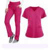Women's Loose And Comfortable V-neck Short Sleeved Workwear With Top And Beauty Suit Set