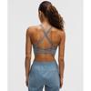 Lululemon Everlux Strappy BaCk Sports Bra  Medium Support  B C Cup Steel Blue