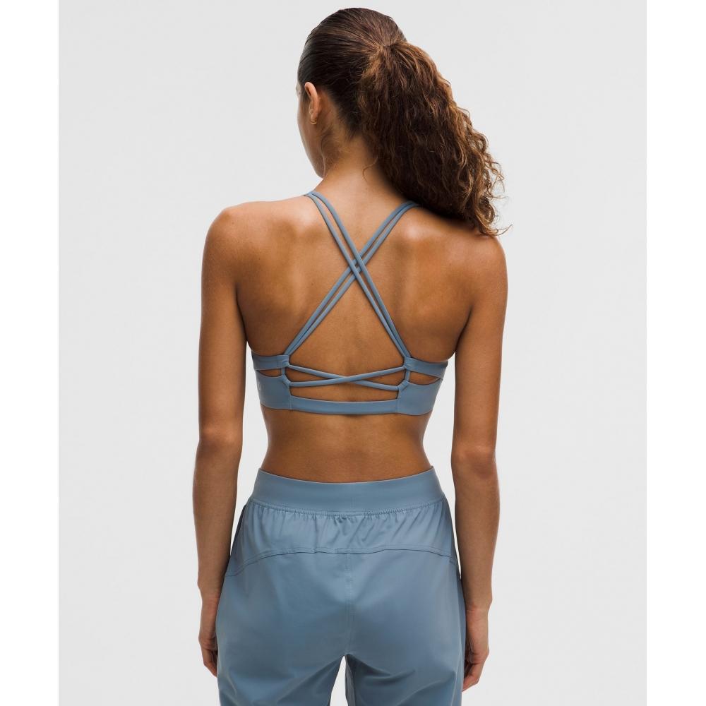 Lululemon Everlux Strappy BaCk Sports Bra  Medium Support  B C Cup Steel Blue