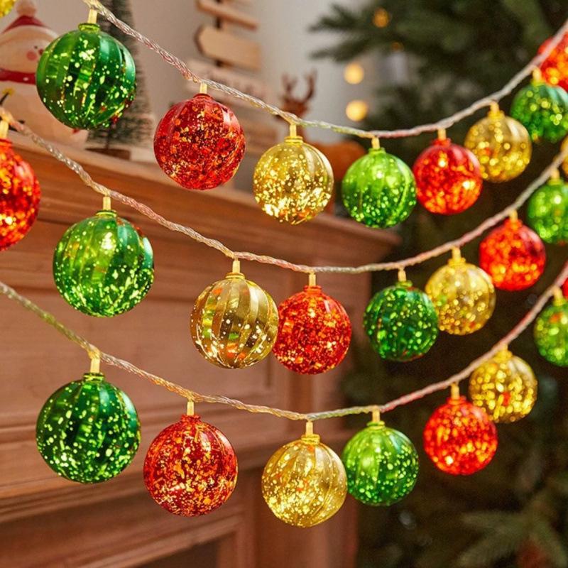 

LED Electroplated Round Star String Lights: Christmas Tree and Atmosphere Decoration Battery 1.5m 10 lights