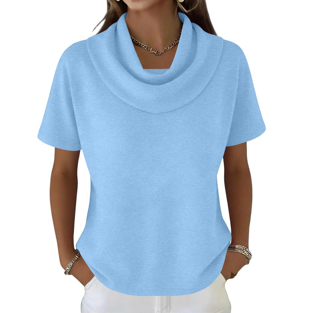 Women's Casual And Fashionable Round Neck Short Sleeved Color Top Sweater