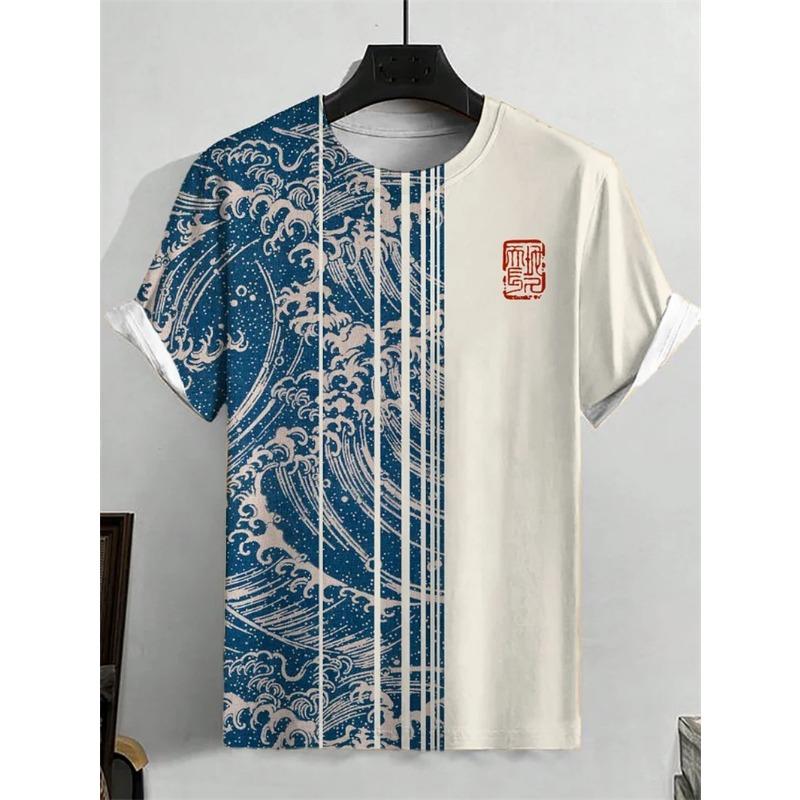 Japonská grafická trička Ukiyo-e pro muže Módní trend Krátký rukáv 3D tištěná Letní trička Cool Streetwear Harajuku Trička