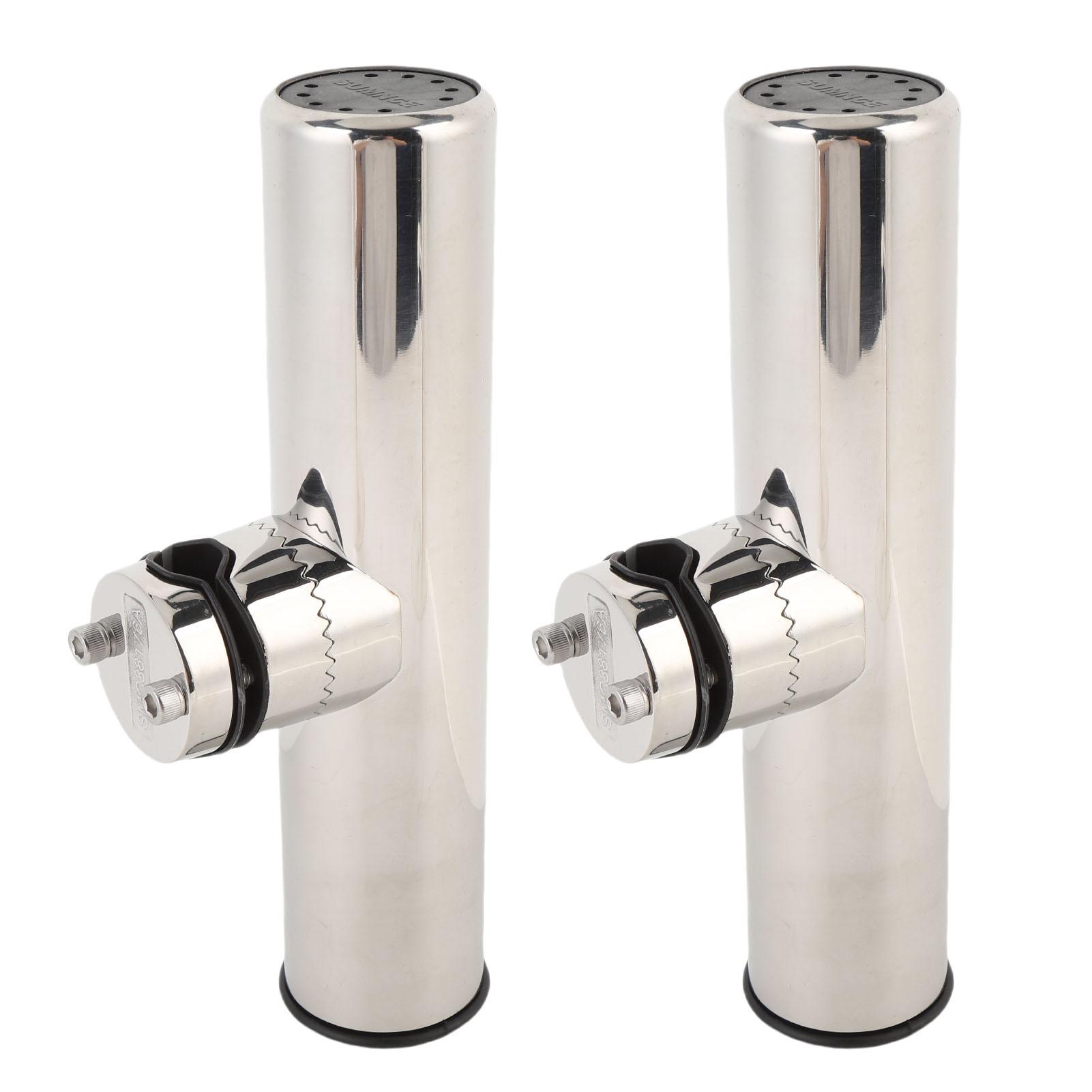 

2PCS Tournament Style Boat Fishing Rod Holders Stainless Steel Clamp On Rail Mount Fishing Pole Holders Mounted to