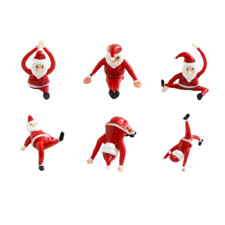 Christmas Decorative Figurine Santa Clauses Ornament Glass Yogas Santa Clauses Figurines for Holiday Car Home Decorations