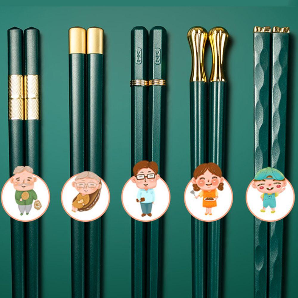 5 Pairs Reusable Non-slip High-temperature Tableware Chopsticks Sushi Noodles Eating Sticks Alloy Chopsticks