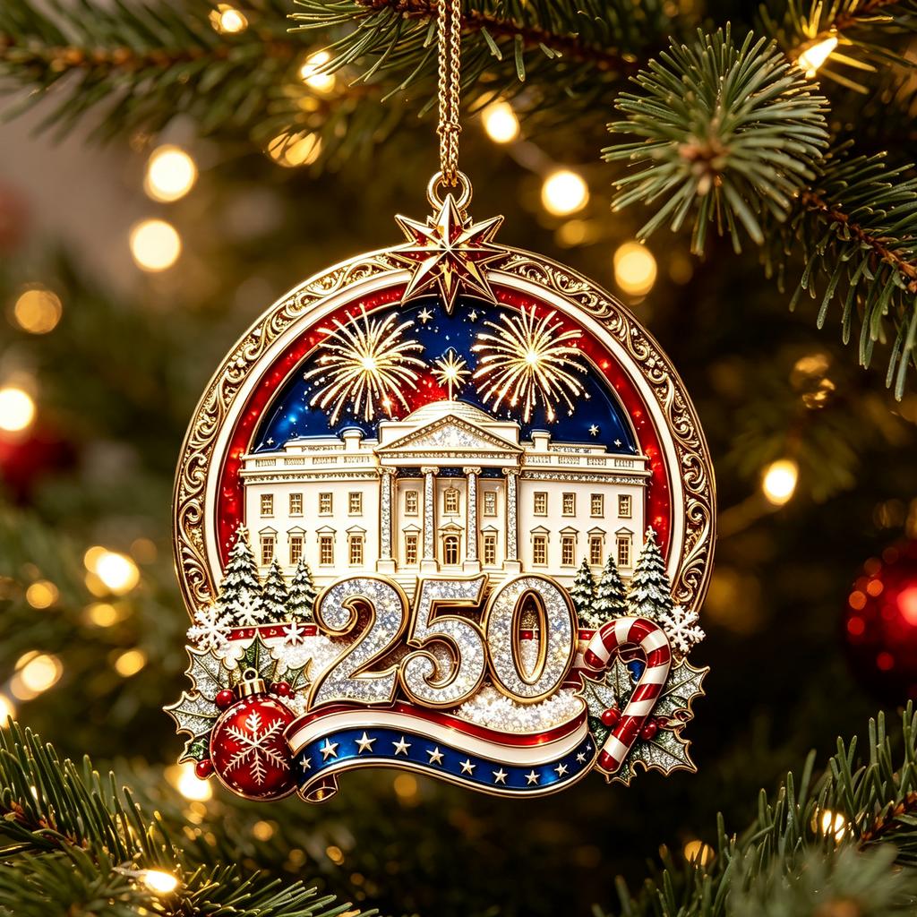 Acrylic USA 0th Anniversary Christmas Tree Ornament, Commemorative Hanging Holiday Décor