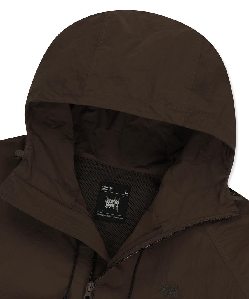 Brownbreath Tag Hoodie Windbreaker - Dark Brown