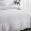 White Duvet Cover Queen Boho Tufted Microfiber Bedding Set for All Seasons, Embroidery Shabby Chic Comforter Covers with Zipper
