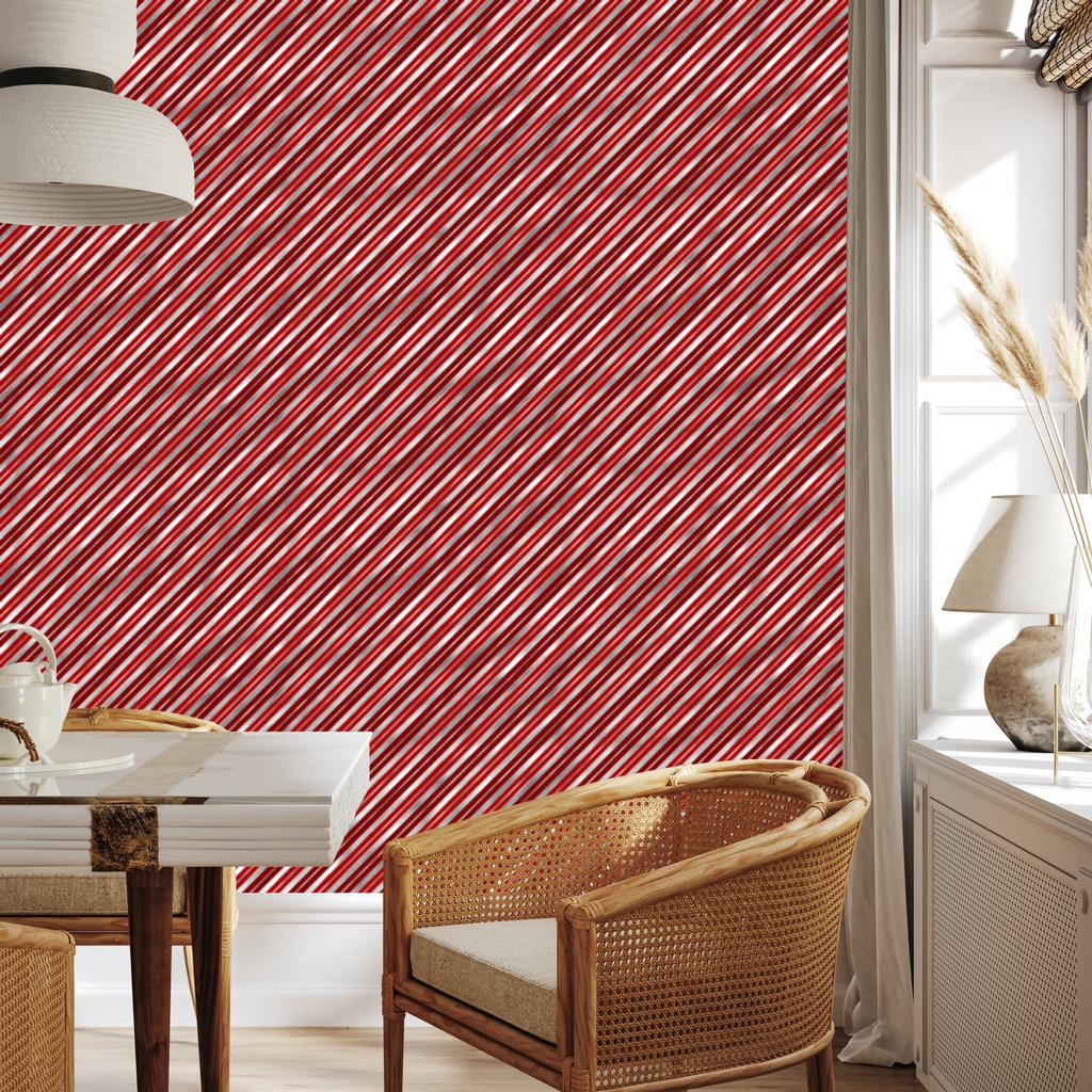 Christmas Stripes Wallpaper Red and Coral for Living Room and Bedroom 50x1000