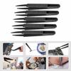 Roczential 5-Piece Plastic Tweezers, 120mm Anti-Static Point Tip Pick-Up Tool (Black)