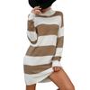 Casual Fashionable and Elegant Autumn and Winter Long-sleeved Striped Long Sweater Dress Women's Models
