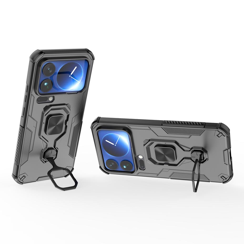 For Xiaomi 17 Pro Max Case Rotatable Ring Kickstand PC + TPU Shockproof Phone Cover