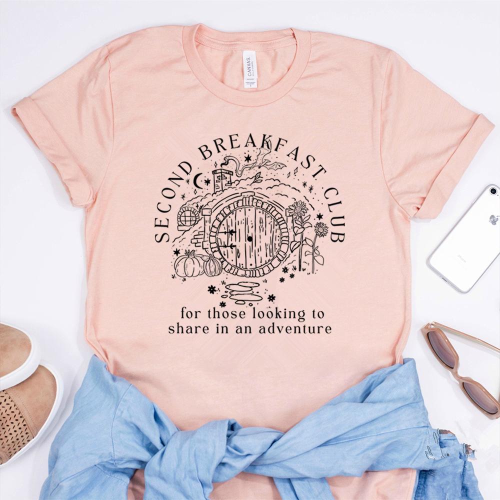 

Second Breakfast Club Shirt LOTR The Shire Tshirt Literature Bookworm Tees Vintage Aesthetic Clothes Middle Earth Tshirt Tops M