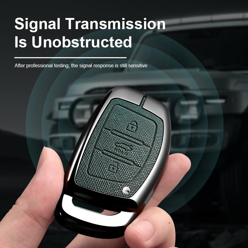 Zinc Alloy Leather Car Key Cover Fits For Modern Ix35 Ix25 Ix45 Tucson Sonata Rena Creta Verna Solaris Mistra Elantra Key Chain