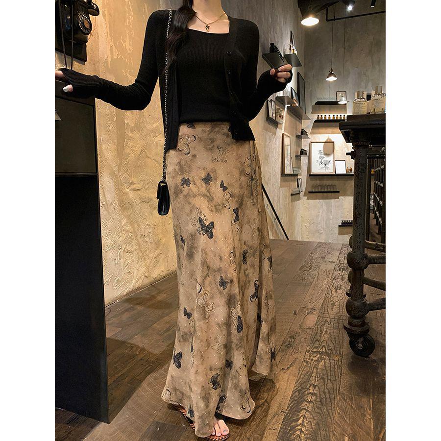 

Чувство Дизайна Ретро Китайский Стиль Женская Юбка Миди «Русалочий Хвост» - Облегающая, Универсальная, Летняя Облегающая Юбка M (suggested 90-105 jin)