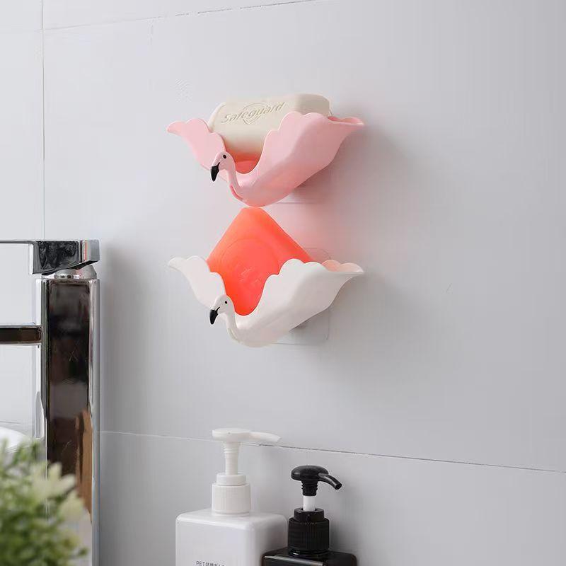 Kreativní miska na mýdlo ve tvaru plameňáka Stojan na mýdlo do sprchy Koupelna Bez vrtání Mýdlenka Nástěnný úložný držák