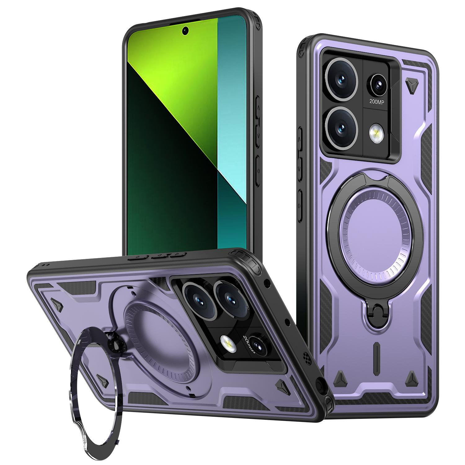 

Для Xiaomi Redmi Note 13 5G Магнитный чехол Военная защита PC+TPU Подставка Чехол для телефона H