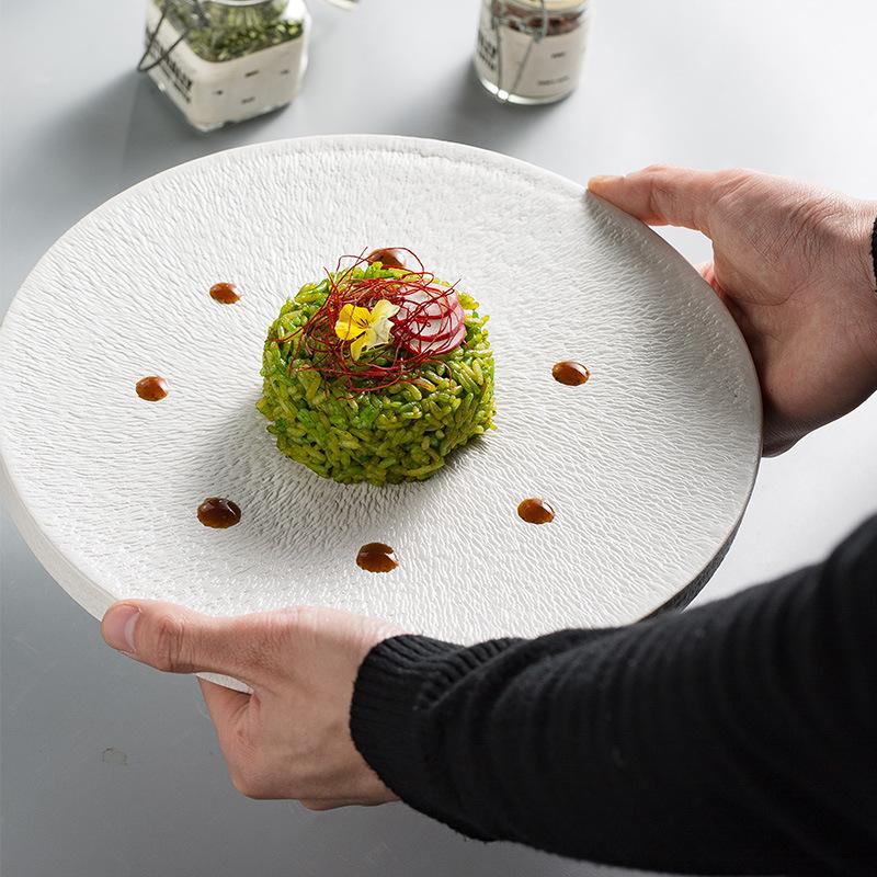 High-End European Western Food Plate Steak Plate Flat Plate Household Ceramic Tableware Hotel Restaurant Light Luxury Plate Special Dish